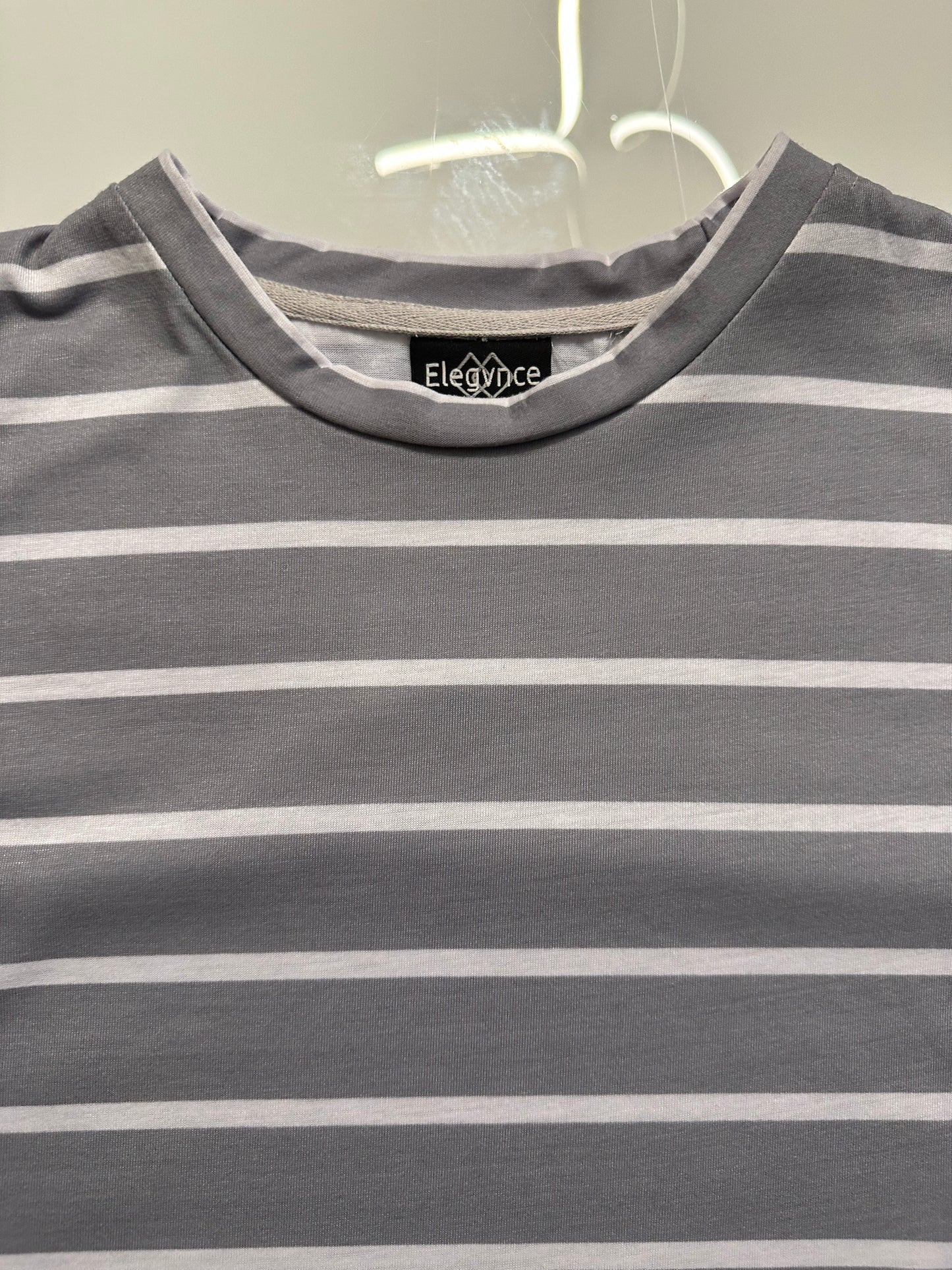 Grey and White Stripe T-Shirt