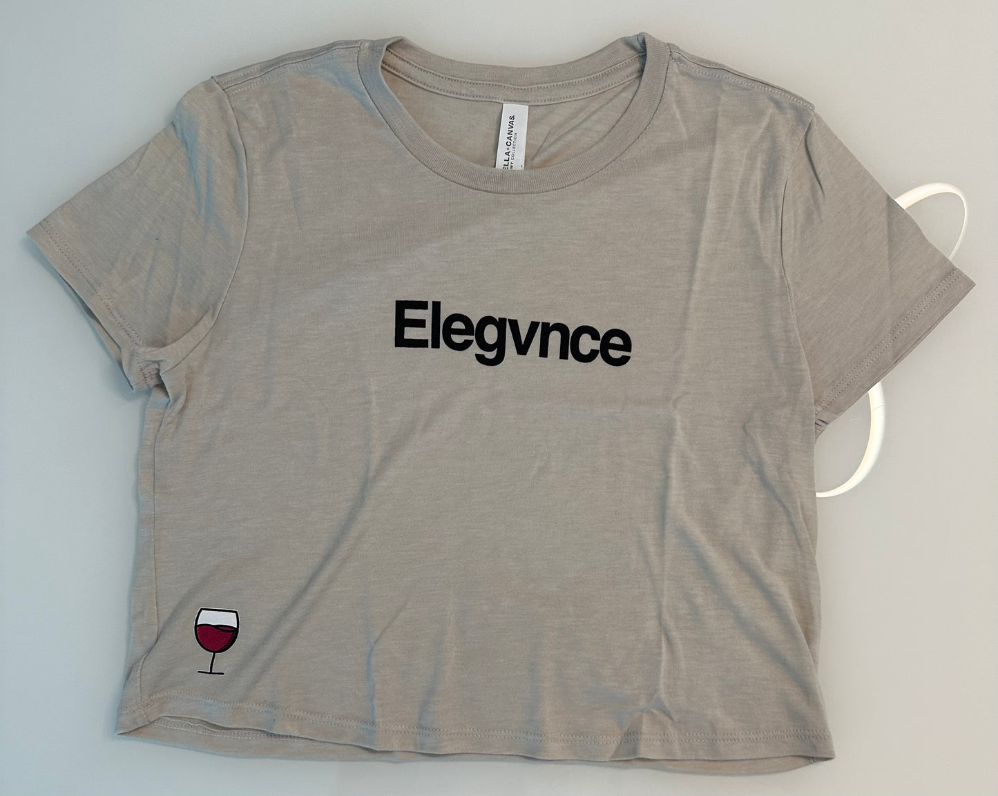 Cream 'ELEGVNCE' Crop Top