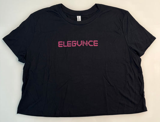 Black & Pink 'ELEGVNCE' Crop Top